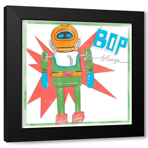 Toy Tin Robots IV Black Modern Wood Framed Art Print with Double Matting by Parker, Jennifer Paxton
