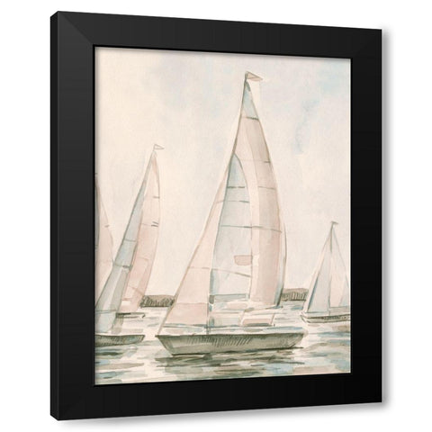 Sail Scribble I Black Modern Wood Framed Art Print with Double Matting by Caroline, Emma