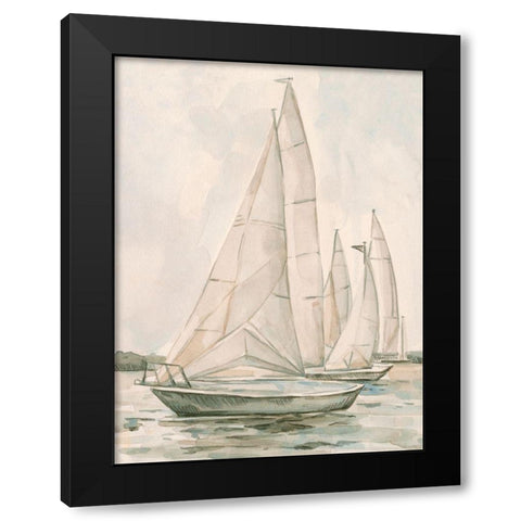 Sail Scribble II Black Modern Wood Framed Art Print by Caroline, Emma