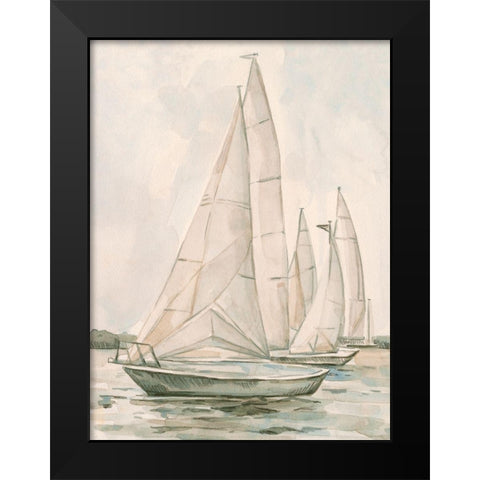 Sail Scribble II Black Modern Wood Framed Art Print by Caroline, Emma