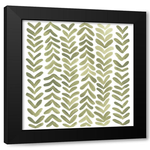 Greenery Motif I Black Modern Wood Framed Art Print with Double Matting by Vess, June Erica