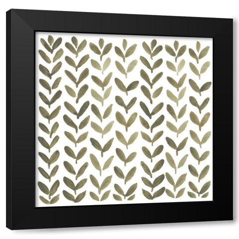 Greenery Motif VI Black Modern Wood Framed Art Print with Double Matting by Vess, June Erica