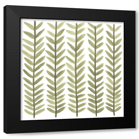 Greenery Motif VII Black Modern Wood Framed Art Print with Double Matting by Vess, June Erica