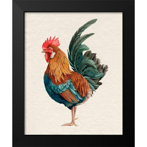 Watercolor Rooster II Black Modern Wood Framed Art Print by Popp, Grace