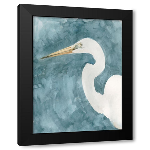 Watercolor Heron Portrait I Black Modern Wood Framed Art Print by Caroline, Emma