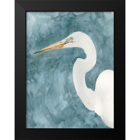 Watercolor Heron Portrait I Black Modern Wood Framed Art Print by Caroline, Emma