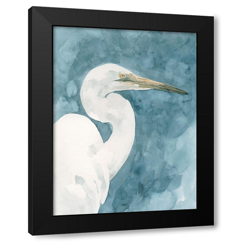 Watercolor Heron Portrait II Black Modern Wood Framed Art Print with Double Matting by Caroline, Emma