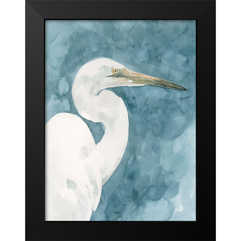 Watercolor Heron Portrait II Black Modern Wood Framed Art Print by Caroline, Emma