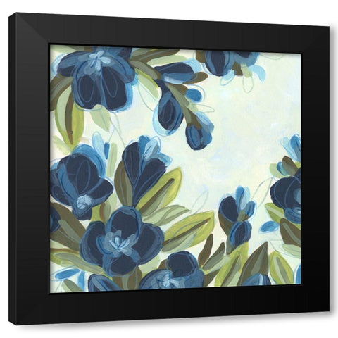Lush Indigo Blooms I Black Modern Wood Framed Art Print with Double Matting by Vess, June Erica