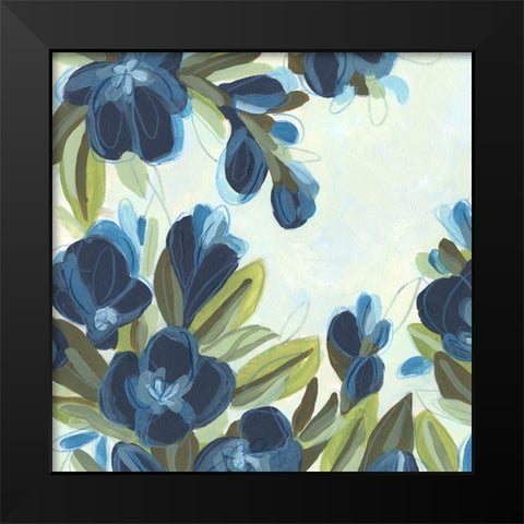Lush Indigo Blooms I Black Modern Wood Framed Art Print by Vess, June Erica