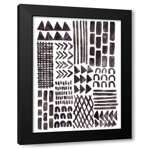 Ink Signals I Black Modern Wood Framed Art Print with Double Matting by Vess, June Erica