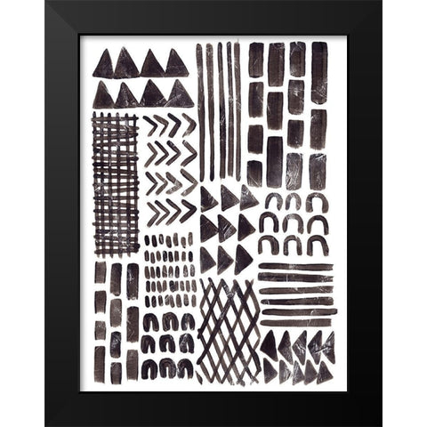 Ink Signals I Black Modern Wood Framed Art Print by Vess, June Erica