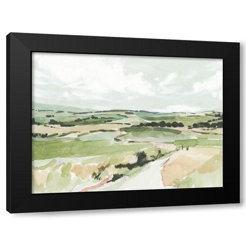 Rolling Pastures Sketch I Black Modern Wood Framed Art Print with Double Matting by Barnes, Victoria