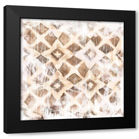 Antique Umber Tile III Black Modern Wood Framed Art Print with Double Matting by Vess, June Erica