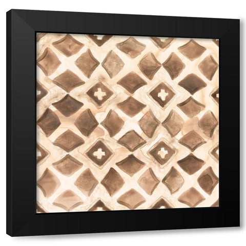 Umber Tile III Black Modern Wood Framed Art Print with Double Matting by Vess, June Erica