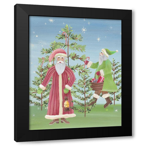 Folksy Father Christmas I Black Modern Wood Framed Art Print with Double Matting by Moore, Regina