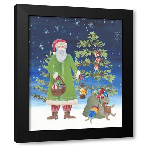 Folksy Father Christmas II Black Modern Wood Framed Art Print with Double Matting by Moore, Regina