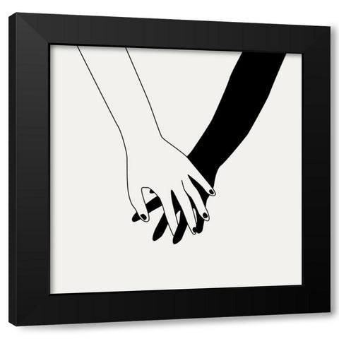 Holding You I Black Modern Wood Framed Art Print with Double Matting by Wang, Melissa