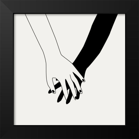 Holding You I Black Modern Wood Framed Art Print by Wang, Melissa