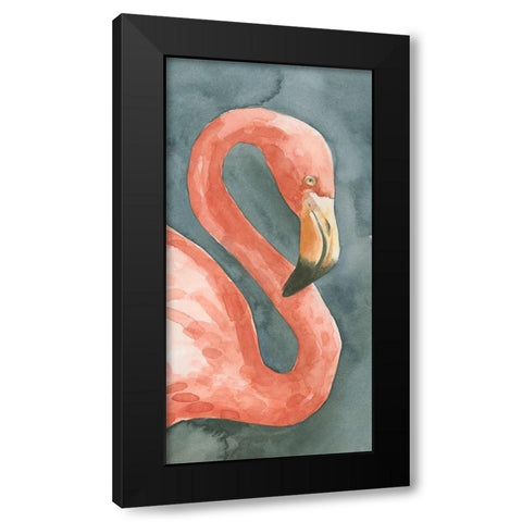 Flamingo Study I Black Modern Wood Framed Art Print with Double Matting by Caroline, Emma