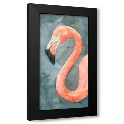 Flamingo Study II Black Modern Wood Framed Art Print with Double Matting by Caroline, Emma