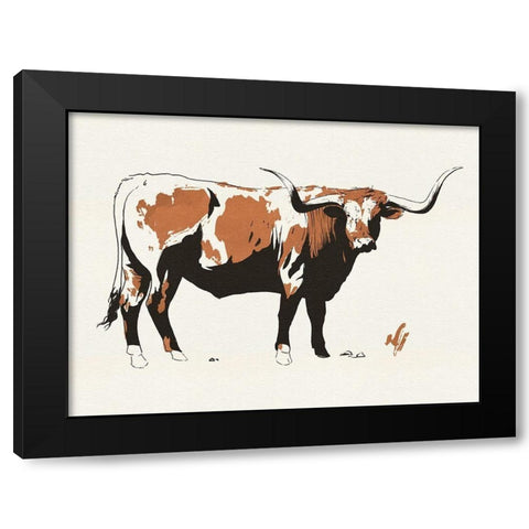 Terre Cotta Steer I Black Modern Wood Framed Art Print with Double Matting by Green, Jacob