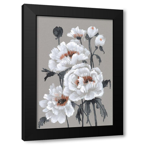 Peony Profusion II Black Modern Wood Framed Art Print with Double Matting by Goldberger, Jennifer