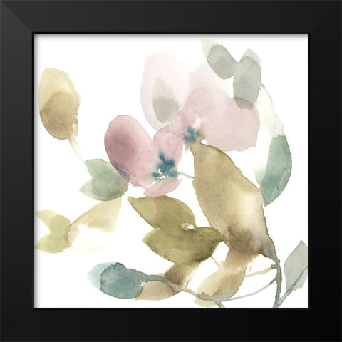 Sweet Petals and Leaves I Black Modern Wood Framed Art Print by Goldberger, Jennifer