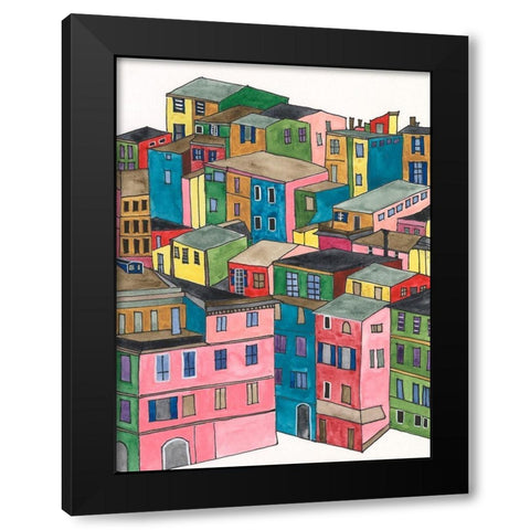 Colorful City I Black Modern Wood Framed Art Print by Moore, Regina