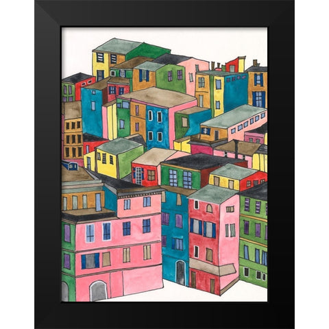 Colorful City I Black Modern Wood Framed Art Print by Moore, Regina