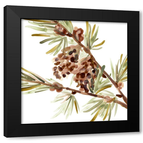 Simple Pine Cone II Black Modern Wood Framed Art Print by Vess, June Erica