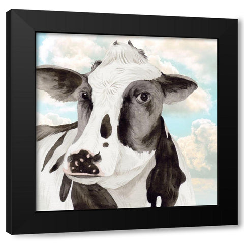 Portrait of a Cow I Black Modern Wood Framed Art Print with Double Matting by Wang, Melissa