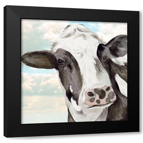 Portrait of a Cow II Black Modern Wood Framed Art Print with Double Matting by Wang, Melissa