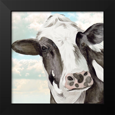 Portrait of a Cow II Black Modern Wood Framed Art Print by Wang, Melissa