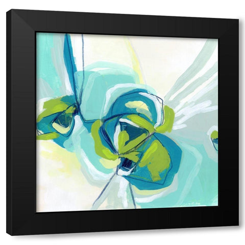 Peacock Vortex I Black Modern Wood Framed Art Print with Double Matting by Vess, June Erica