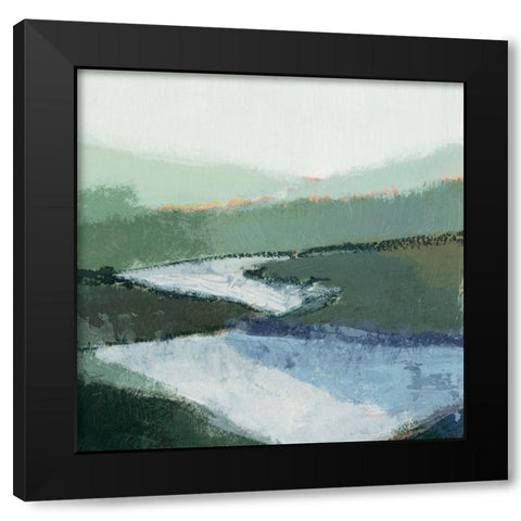 Riverbend Landscape II Black Modern Wood Framed Art Print with Double Matting by Barnes, Victoria