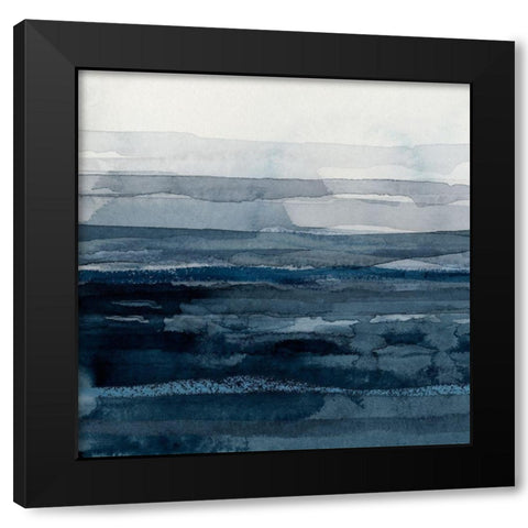 Rising Blue I Black Modern Wood Framed Art Print with Double Matting by Borges, Victoria