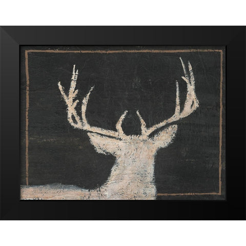 Brow Tine Deer II Black Modern Wood Framed Art Print by Moore, Regina
