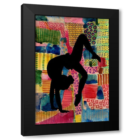 Patchwork Athlete I Black Modern Wood Framed Art Print with Double Matting by Moore, Regina