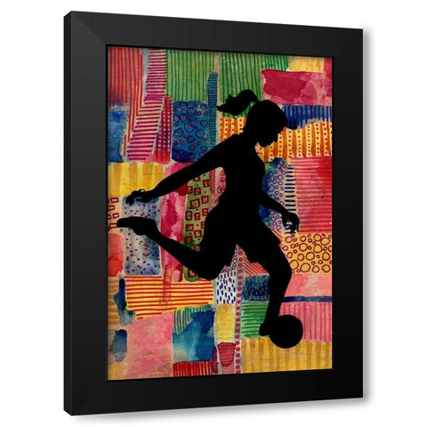 Patchwork Athlete II Black Modern Wood Framed Art Print with Double Matting by Moore, Regina