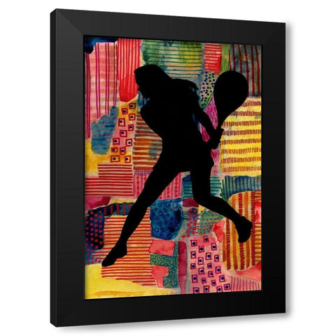 Patchwork Athlete IV Black Modern Wood Framed Art Print with Double Matting by Moore, Regina
