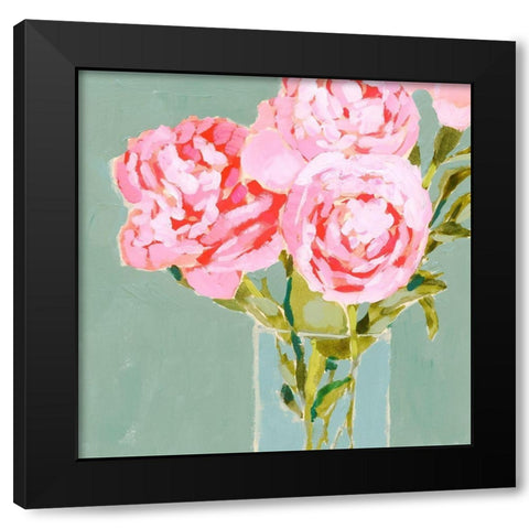 Popping Peonies II Black Modern Wood Framed Art Print with Double Matting by Barnes, Victoria