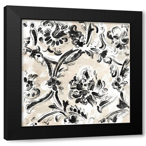 Parchment Brocade I Black Modern Wood Framed Art Print with Double Matting by Vess, June Erica