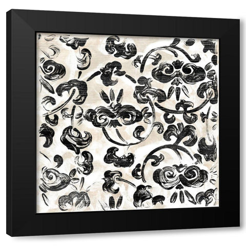 Parchment Brocade II Black Modern Wood Framed Art Print with Double Matting by Vess, June Erica