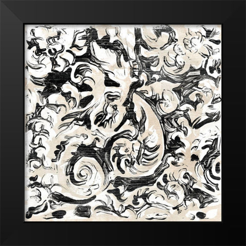 Parchment Brocade V Black Modern Wood Framed Art Print by Vess, June Erica