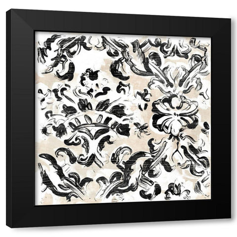 Parchment Brocade VI Black Modern Wood Framed Art Print by Vess, June Erica