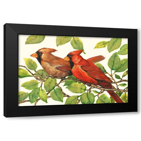 Cardinals Black Modern Wood Framed Art Print with Double Matting by OToole, Tim