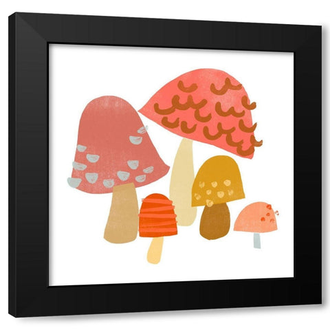Cupcake Mushrooms I Black Modern Wood Framed Art Print with Double Matting by Vess, June Erica