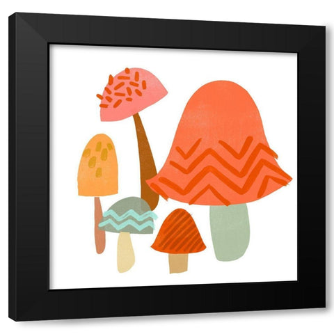 Cupcake Mushrooms II Black Modern Wood Framed Art Print by Vess, June Erica