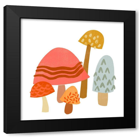 Cupcake Mushrooms III Black Modern Wood Framed Art Print with Double Matting by Vess, June Erica